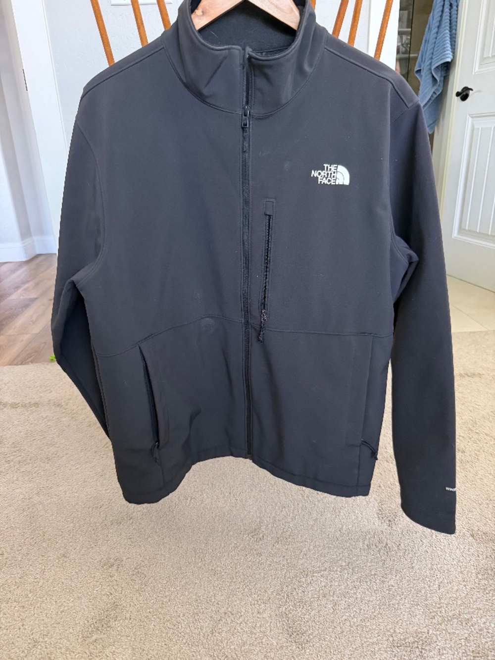 The North Face Dark Gray Softshell Full Zip Jacket Zip Pockets